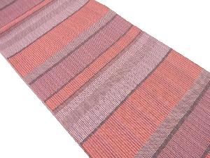 横段に縞模様織り出し袋帯